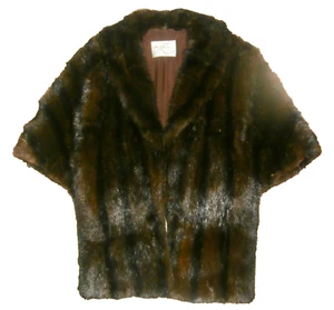 Vintage I.R. FOX Mink Cape, Shrug, Stole Black Mahogany Striped Gorgeous! - Picture 1 of 9