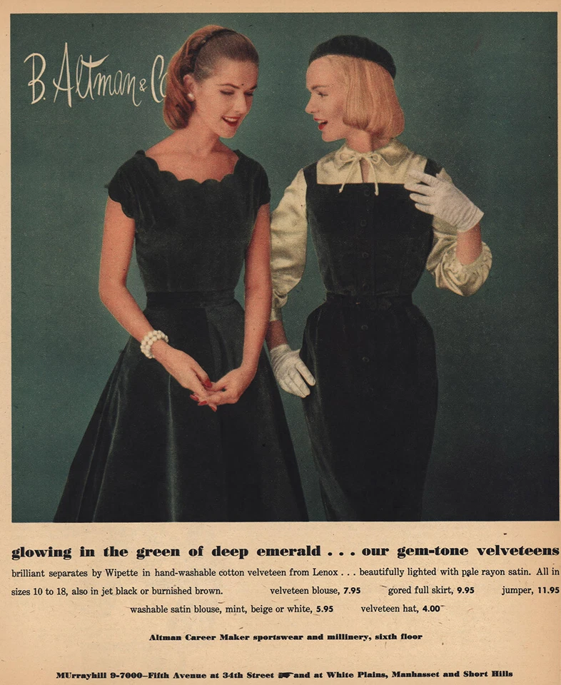 B Altman 1956: Brillando en el verde anuncio impreso vintage Foto 1 de 1