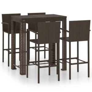 5 Pcs Rattan Garden Bar Table And Stools With Armrests Modern Style Furniture - Picture 1 of 11