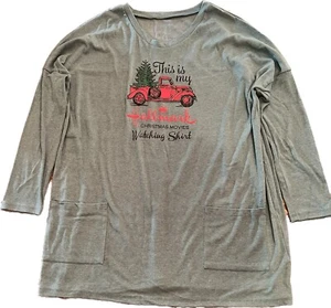 Hallmark Christmas Movie Tunic Top Green T Shirt Long Sleeve Round Neck Size XL - Picture 1 of 7