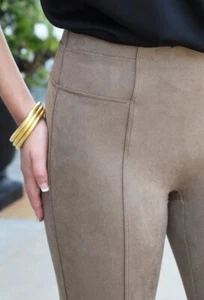 SPANX Faux Suede High Waisted LEGGINGS-Camel Taupe Tan-#20322R-Size LARGE VGUC! - Picture 1 of 14