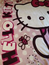 Vintage Sanrio Hello Kitty Pink Blanket 63"X48" Bee Logo Classic Cat