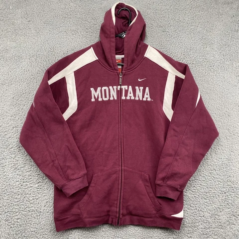 Nike Montana Grizzlies Full Zip Hoodie Adult Large Maroon Sweatshirt Football Cover