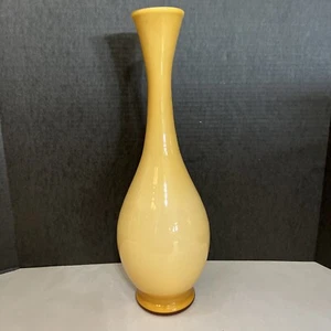 Jarrón ámbar amarillo mantequilla 18,5" cuello largo vidrio con estuche Italia de colección - Imagen 1 de 5