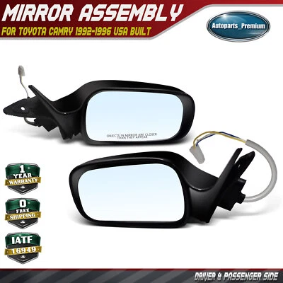 2x Espejo retrovisor eléctrico negro liso para Toyota Camry 1992 1993 1994 1995 1996 construido en EE. UU. Foto 1 de 4