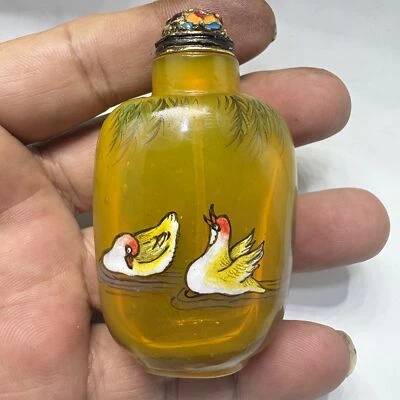 Antigua colección china Beijing, pura pintada a mano, vidrio, botella de tabaco Foto 1 de 4