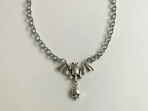 Pendentif Crâne de Bat Collier Bijoux Goth Punk Rock Hommes Femmes Diable - Photo 1/3