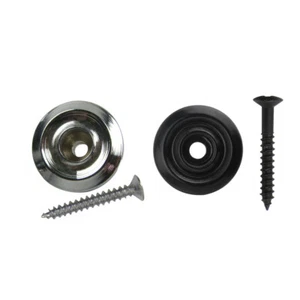 Set 2pcs Bass Guitar String Tree Retainers String Guide Round Shape Black/Chrome - Picture 1 of 8