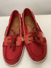 Coach 'Rainey' Red Slip On Boat Shoes with Leather Laces Women's Size 8.5 B