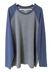 ORVIS Shirt Men's XXL Blue Gray Raglan Sleeve Pullover Classic Midweight Stretch - Picture 1 of 22