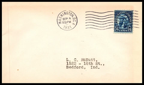 Scott 695 - 14 Cents Indian - FDC Typed Address SCV $100.00 Cover