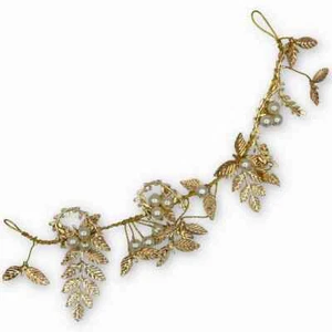 Peine de perlas florales doradas: elegante accesorio para cabello de novia | NUEVO - Imagen 1 de 4