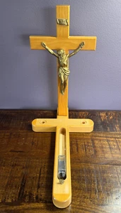 Vintage Krankenruf Letzte Riten Kruzifix unbenutzt Kerzen goldfarben Jesus 13 Zoll - Bild 1 von 6