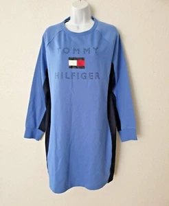 Tommy Hilfiger Women`s Sweatshirt Dress Big Logo Long sleeve dress Blue XL - Picture 1 of 4