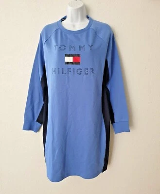 Tommy Hilfiger Women`s Sweatshirt Dress Big Logo Long sleeve dress Blue XL - Image 1 of 4