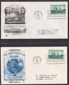 USA 1964 2 FIRST DAY COVERS NEW YORK WORLD'S FAIR 2 DIFFERENT CACHETS - Picture 1 of 1