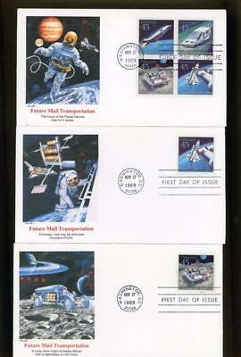 US FDC #C122-C125 Fleetwood 1989 Washington DC Future Mail Transportation Set - Image 1 of 2