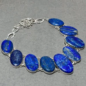 Lapis Lazuli Oval Shape Gemstone Handmade Fashion Jewelry Necklace 18" SR 6718 - Picture 1 of 7