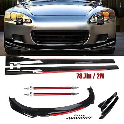 For Honda S2000 Front Bumper Lip Spoiler Splitter Side Skirt Glossy Black +R - Изображение 1 из 4