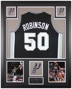 David Robinson Autographed & Framed Black San Antonio Jersey Auto JSA COA - Picture 1 of 5