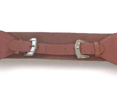 Cognac Stretch Waist Belt Sz Med Lg Double Gold Buckle Southwestern Boho Fairy  - Image 1 of 4