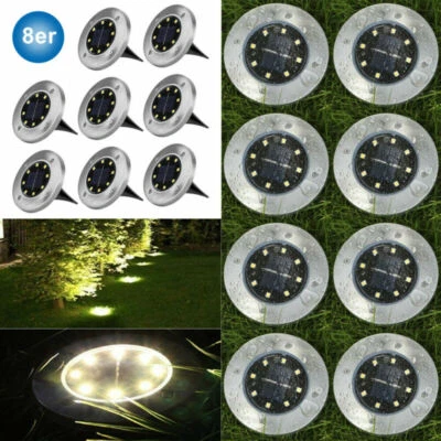 LED Solarlampe Bodenstrahler 8LEDs Außenleuchte Bodeneinbaustrahler Bodenleuchte - Bild 1 von 4