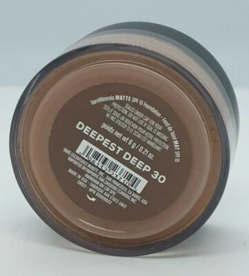 bareMinerals Matte Foundation 30 DEEPEST DEEP 0.21oz/6g Broad Spectrum SPF15 NEW - Image 1 of 3