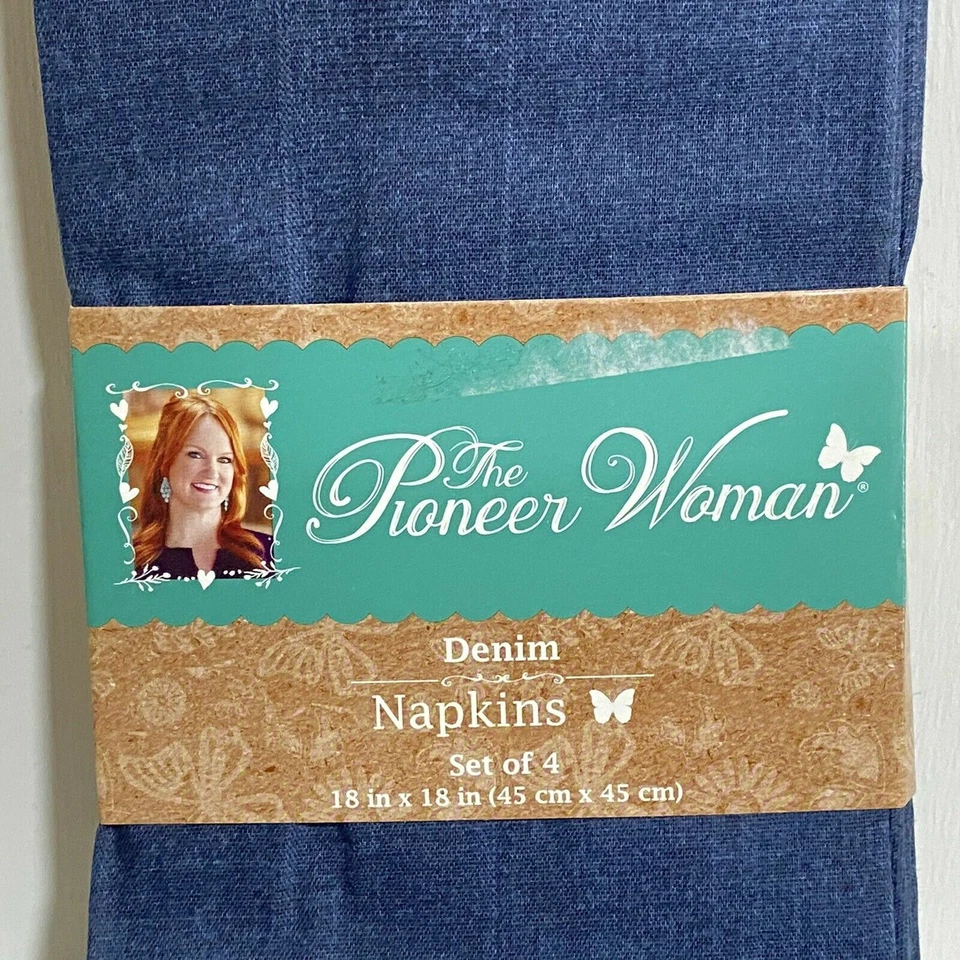 Fabric Dinner Napkins The Pioneer Woman 18x18 Set of 4 Denim Blue