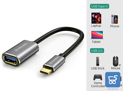 Adattatore OTG USB C Usb Femmina Telefoni Tablet Samsung Mac Tab XPS Huawei - Immagine 1 di 4