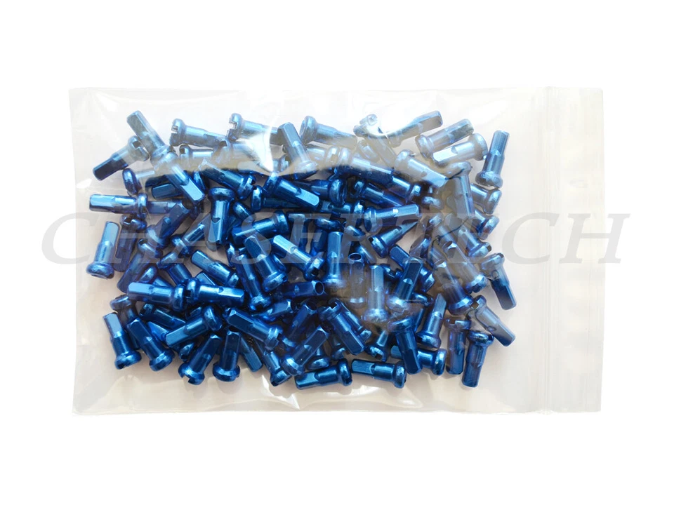 Boquillas de radios de aleación para bicicleta 7075 1,8 mm 15G 1/2" 12 mm 100 piezas azul Foto 1 de 1