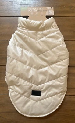 Pearl White Puffer Dog Coat - MED or LARGE - Warm - Winter - Heart to Tails NWT