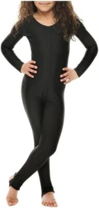 Girls Catsuit -Shiny Long Sleeve stirrup foot catsuit - Dance, Gymnastics - Picture 1 of 57