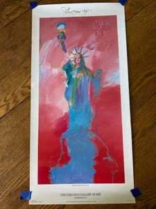 Peter Max "Statue of Liberty" Corcoran Gallery Version #5 Red Background - Picture 1 of 9