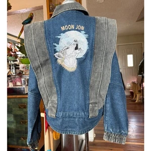 Chaqueta Vaquera Sergio Valente Años 80 Vintage Abrigo Luz Occidental Bordado Lobo - Imagen 1 de 11