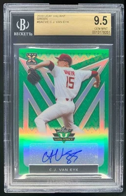 C.J. Van Eyk 2020 Leaf Valiant Green Auto Red Sox BGS 9.5 /99 - Image 1 of 2