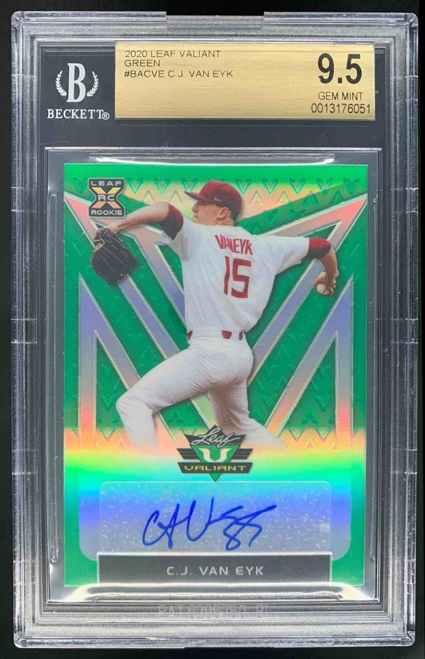 C.J. Van Eyk 2020 Leaf Valiant Green Auto Red Sox BGS 9.5 /99 - Image 1 of 2