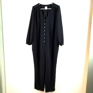 Hatch x J. Crew Maternity Jumpsuit V Neck Button Up Black Size Medium Large - Picture 1 of 12