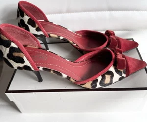 Coach ‘Donna’ Haircalf/KidSuede Ocelot Red Heels Shoes Size 8.5✨ - Picture 1 of 5