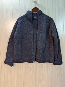 Cárdigan suéter Eileen Fisher para mujer mediano lana de alpaca seda frente abierto azul - Imagen 1 de 6