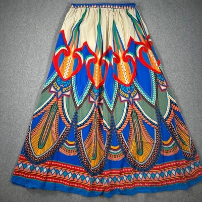 Flying Tomato Colorful Maxi Skirt Bohemian Women's Medium Elastic Waist Red Blue - Image 1 of 4