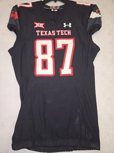 2020 TEXAS TECH RED RAIDERS #87 GAME USED Authentic Football Jersey BLACK 44 - Picture 1 of 2