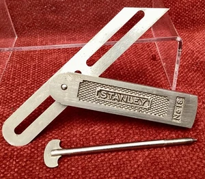 Vintage Stanley USA Sliding Bevel Square 8'' No 18 Stanley Eureka flush T Bevel - Picture 1 of 9
