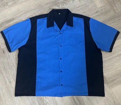 Hilton Bowling Shirt Men's 3XL Blue Black Retro Button Up No Logos - Image 1 of 4