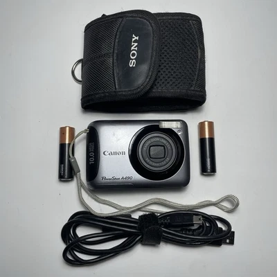 Canon PowerShot A490 10MP Y2K Compact Digital Camera Tested + Case, Cable - Image 1 of 4