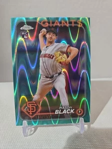 2024 Topps Chrome Update Mason Black Rookie Aqua Raywave Refractor/199 Giants - Imagen 1 de 7