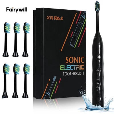 Cepillos de dientes eléctricos sónicos ultrasónicos Fairywill 5 modos temporizador inteligente con 5 cabezales Foto 1 de 4