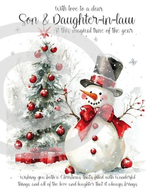 PICKTURE-THIS Son And Daughter In Law A5 Size Christmas Card and Red Envelope