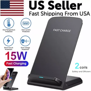 Wireless Fast Charger Charging Stand Dock For Samsung Galaxy iPhone Mobile 2025 - Zdjęcie 1 z 14