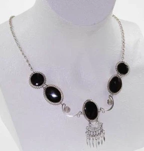Orientalisches brauner Achat Collier 925er Silber verschnörkelte Glieder 52 cm - Picture 1 of 4