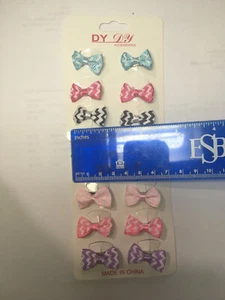 Tiny Hair Clips set of 6 or 12 Pink Black Purple Blue w White Dog? Baby 1 inch - Picture 1 of 6